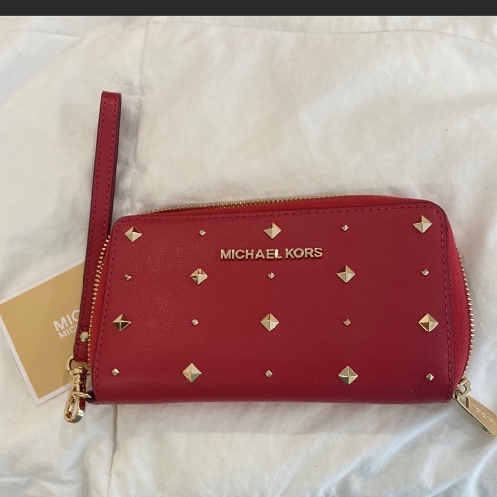 Michael Kors studded fuchsia Wristlet